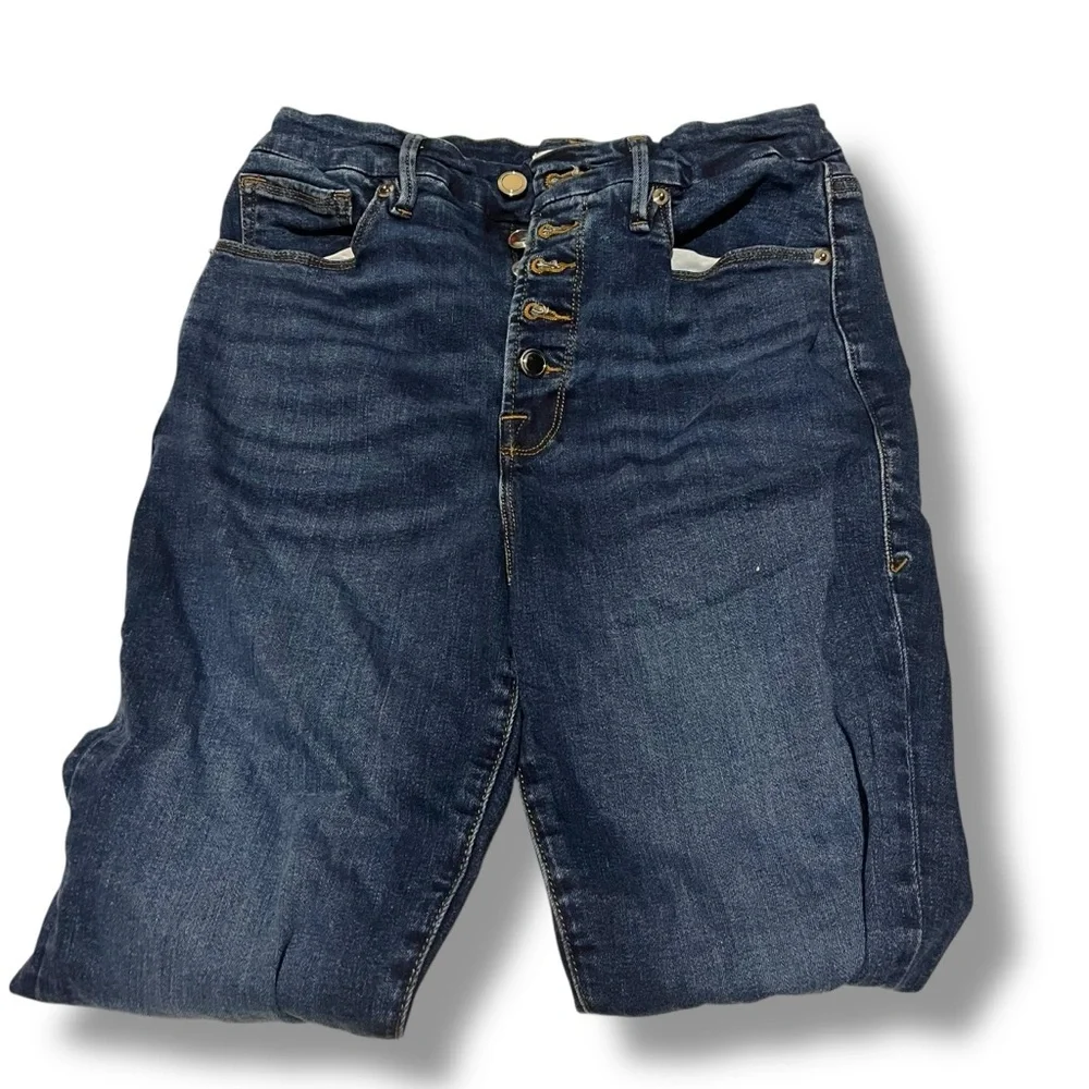 Good American Women's 6/28 Good Waist Stretch High Rise Button Fly Blue Jeans - Picture 4 of 7